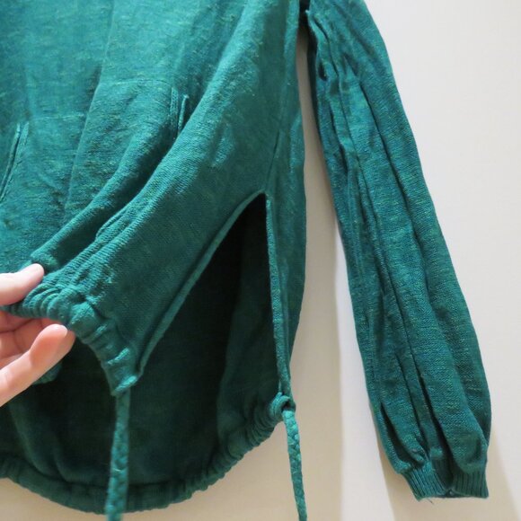 FREE PEOPLE Optimistic Linen Blend Hoodie Sweater in Kelly Green Casual Comfy - Picture 9 of 14